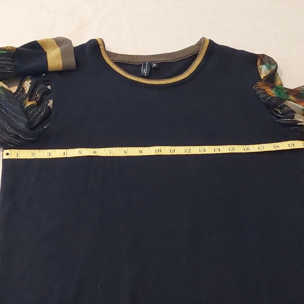 Anthropologie Blank London. Festive Black  Sweater with Patterned Sleeves. XL - Picture 6 of 8